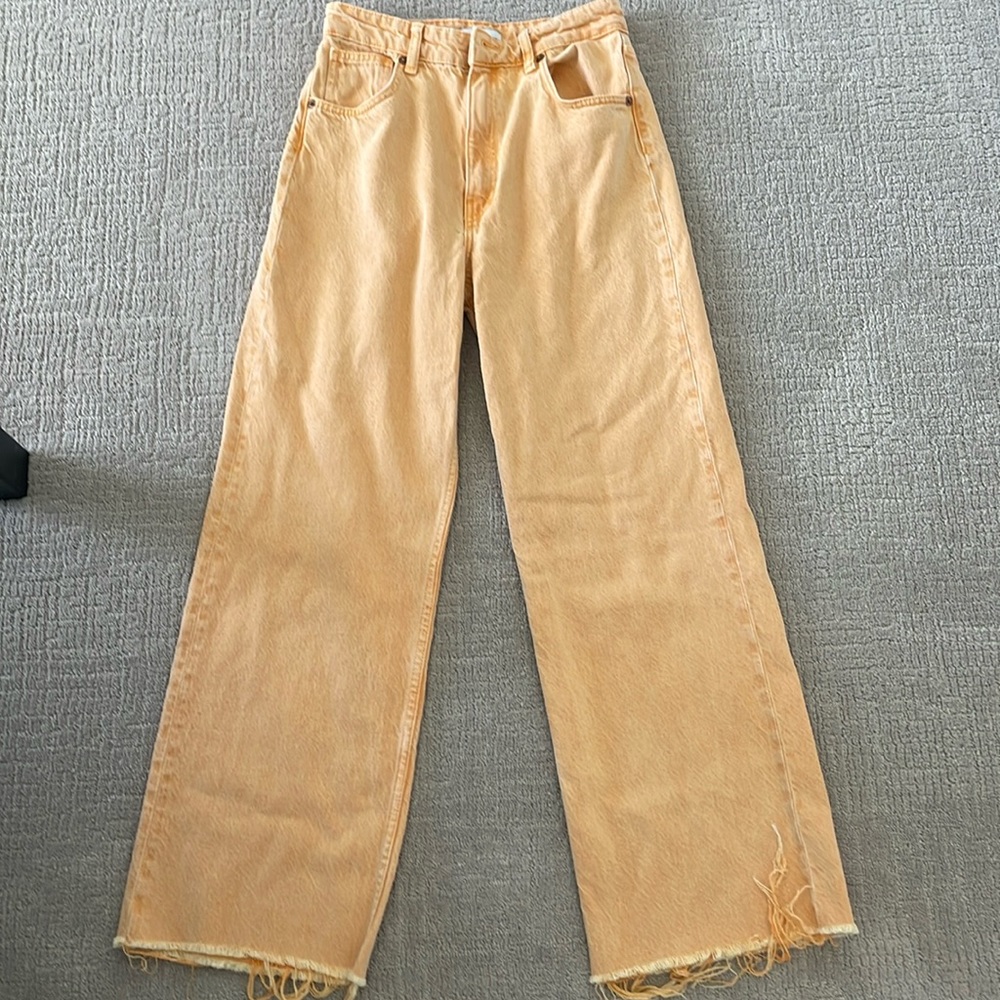 Zara wide leg denim. Size 6. Orange faded.